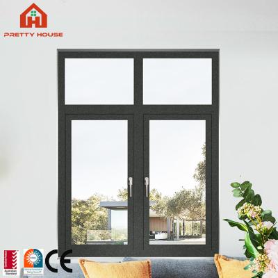 China Magnetic Screen Flush Horizontal Thermal Break Hurricane Impact Aluminum Casement Window for sale