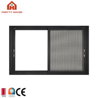 China Hurricane Magnetic Impact Screen Frame 3 Tracks Aluminum Sliding Window for sale