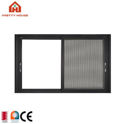 China Magnetic Screen Aluminum Frameless Double Glass Sliding Window for sale