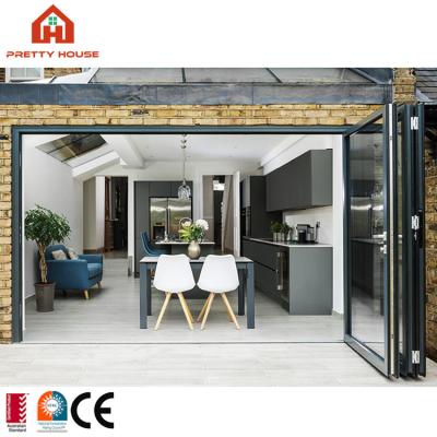 China Waterproof Cheap Aluminum Glass Door Outswing Folding Exterior Patio Doors for sale