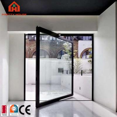 China Sound Insulation Front House Villa Swing Glass Pivot Door Aluminum Exterior Modern Doors for sale