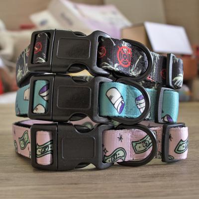 China Custom Design Soft Sublimation Polyester Pet Collars Soft Adjustable Custom Pattern Free Dog Collar And Leash Set for sale