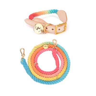 China 2022 Customized Popular Colorful Wholesale Dog Collar And Leash Set Low Price Pet Collars Leashes Customized for sale