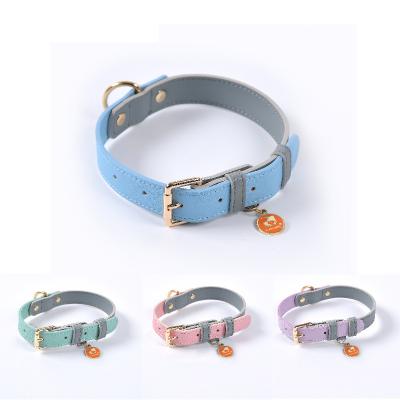 China Viable High Quality Luxury Leather Dog Collars Matching Outdoor Metal Buckle Dog Training Collar for sale