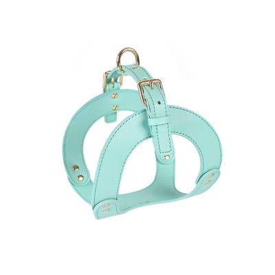 China Amazon Sustainable Summer New Arrive Leather Dog Harness Step In Pet Harness Luxury Design Outdoor Walking Dog for sale