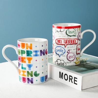 China Stored Unique Creative Breakfast Cup Water Afternoon Tea Mug Home Design Office Graffiti Couples Ceramic Mugs for sale