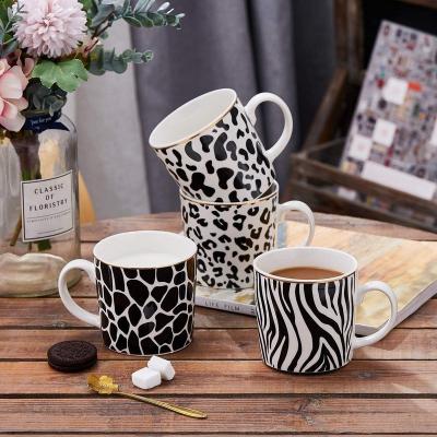 China Creative Stocked Household Breakfast Couples Mug Zebra Decal Personalized Porcelain Cappuccino Latte Coffee Mug for sale