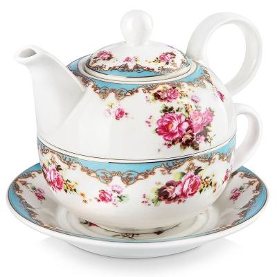 China Minimalist custom floral pattern personalized teapot cup saucer set European unique ceramic tea set for a for sale