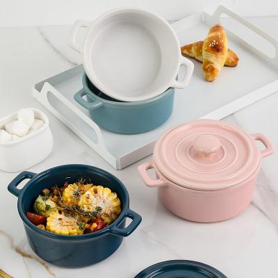 China Nordic Stocked Non Stick Insulated Food Soup Casserole Dish Set Multicolor Ceramic Casserole With Lid for sale