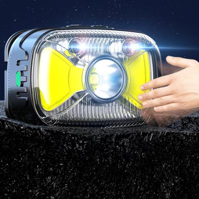 China White Red Light Waterproof 1200LM Bright LED Rechargeable Headlamp Flashlight With Motion Sensor for sale