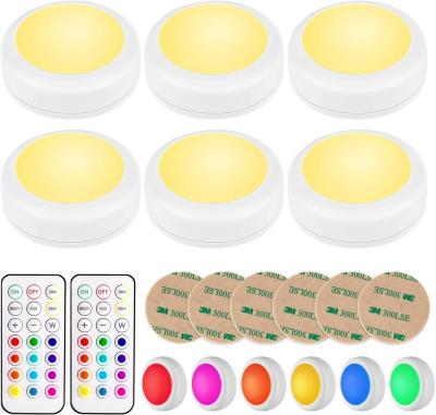 China LED Puck Lights With Dimmable White Glow Timer Function Remote Control Battery Powered for sale