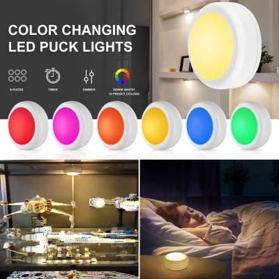 China 300 Lumen Battery Operated Puck Lights With Timer And Remote Control for sale