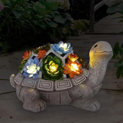 China Succulent 7 LED Lights Solar Garden Outdoor Statues Turtle for Patio Balcony Unique Housewarming Gifts for sale