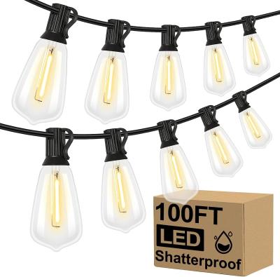 China LED Outdoor 100FT  52 Shatterproof ST38 Vintage Edison Patio Bulbs String Lights for sale