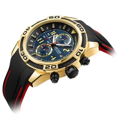 China Automatic Silicone Mens Sports Date MEGIR 2045 Quartz Chronograph Watch Casual Military Date Display Luxury Male Clock Factory for sale