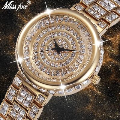 China Waterproof 2021 Ladies Watch Diamond Bling Stainless Steel Strap Top Factory Trend Wholesale Brand MISSFOX Female Clock for sale