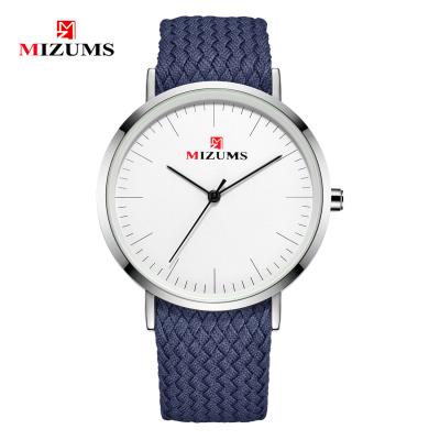 China Hot Selling Simple Casual Men's Quartz Wristwatch MIZUMS 8019 Waterproof Couples Fashion Nylon Strap Waterproof Men's Watch for sale