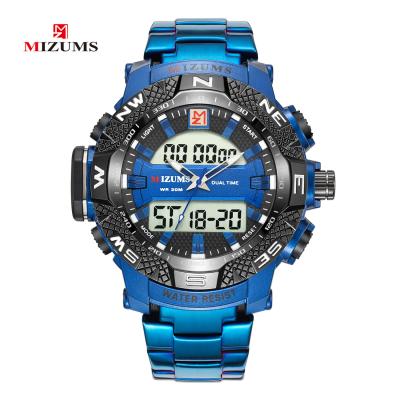 China MIZUMS brand 8024 male wrist watch stainless steel blue men's digital waterproof quartz top luxury waterproof sports clock for sale