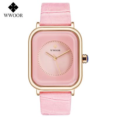 China Leather Strap Luxury Square Suit Digital Watch Water Resistant WWOOR 8873 Ladies Fashion Concise Smart Wristwatch for sale