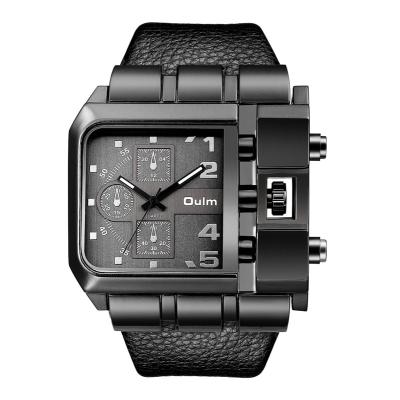 China Oulm 3364 Quartz Wrist Watch Brand Luxury Male Clock Men's Watches Super Watch Man Waterproof Square Wide Dial Strap Men's Casual Big for sale