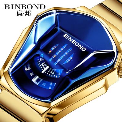 China Hot Gold Strap Stainless Steel Waterproof Unique Personality Luxury Men's Wrist Watch Brand Waterproof Sports Leather Cheap Watch for sale