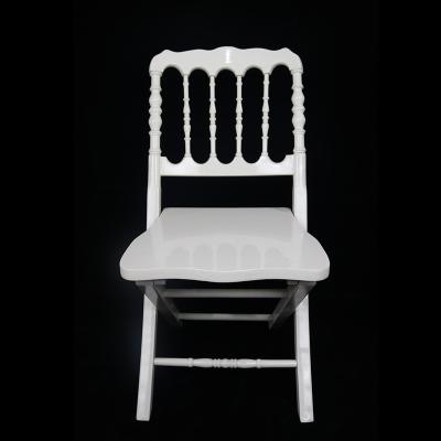 China Napoleon Solid Wood Wooden White Folding Chair With White PU Cushion for sale