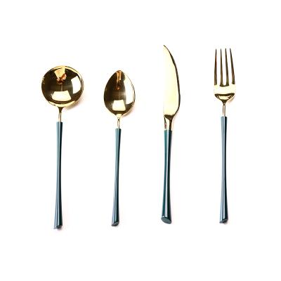 China Viable Viable Gold Plated Polish Aden Series Flatware Mirror Stainless Steel Spoon and Fork Set Cutlery Set for sale