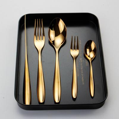 China Durable Sandoor Utensils Gold Silverware Heavy Stainless Steel Cutlery Fork Spoon Knife for sale