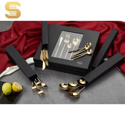 China SANDOOR Sustainable Fashion 304 Stainless Steel Cutlery Set 24pcs Dinnerware Set With Gift Box for sale