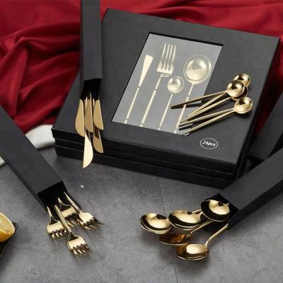 China Gift Box 24Pcs 304 Stainless Steel Fork Knife Spoon Cutlery Flatware Viable Flatware Sets Kitchen Dinner Set for sale