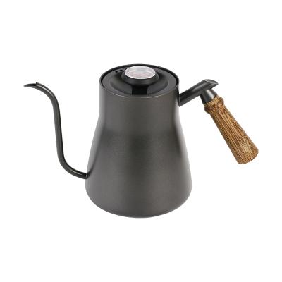 China Durable Durable Coating Stainless Steel Long Narrow Coffee Pot 304 Ear Hanging Pot Long Narrow Hand Spout Blunt Pot Black Half for sale