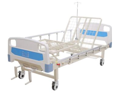 China folder & legrest hospital bed 2 rotating crank medical beds for sale