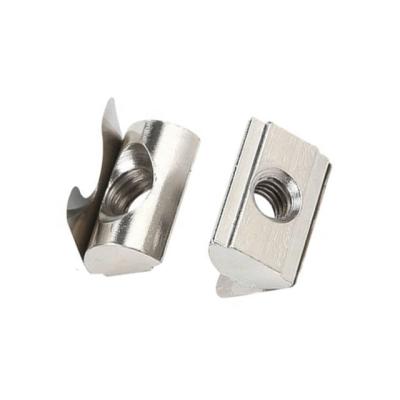 China Heavy Industry Slot 8 Stainless Steel Dropout Spring T-Nut M6 M8 Sliding Lock T Slot Nut With Spring Sheet for sale