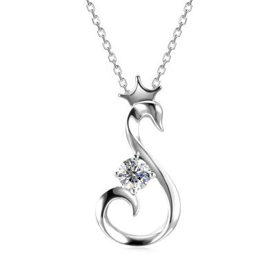 China Lead Free Nickel Free St Claire Fine Jewelry Pendants Charms Gifts For Women Iced Out 18K White Gold Moissanite The Swan Pendant Necklace for sale