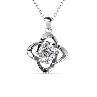 China St Claire High Quality Jewelry Necklace 925 Silver Sterling Chain Moissanite Pendant Women Lead Free Nickel Free Design with 18k White Gold Plated for sale