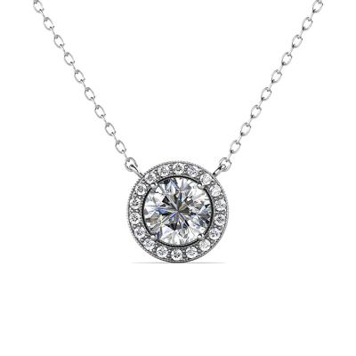 China St.Claire Lead Free Nickel Free 1Ct Vvs Moissanite Round Necklaces Gra Jewelry Women's Dangle Necklace Certified Moissanite Jewelry With 925 for sale