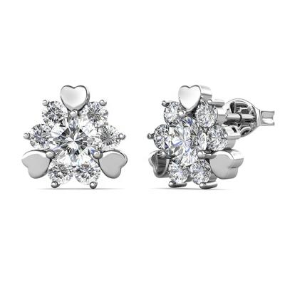 China St Claire Women Jewelry Making Wedding Tiny Lead Free Earring Moissanite Flower Stud Earrings Nickel Free for sale