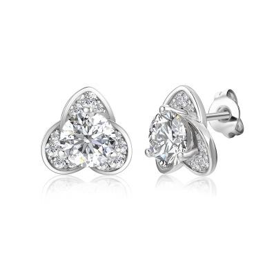 China St.Claire 18k White Gold Wedding Jewelry 1 Carat Round Cut Moissanite Lead Free Nickel Free Stud Earrings for sale