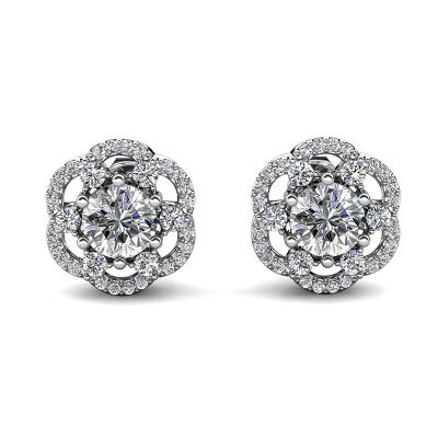 China Popular St Claire Beautiful S925 Jewelry Moissanite Lead Free Nickel Free Women Jewelry Making Wedding Flower Stud Earring for sale