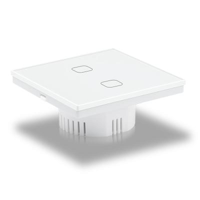 China EU Wifi 2gang 1way 2000w Panel Touch Glass Wall Wifi Smart Switch SK-W802-01-EU for sale