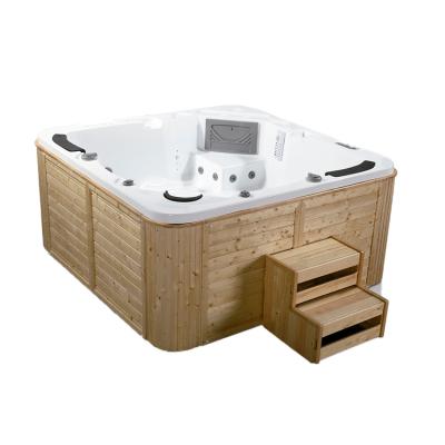 China Modern hot sale wooden design waterproof outdoor spa tubs for family use for sale