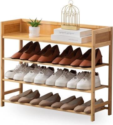 China Custom Adjustable (Size) Shoe Rack 4 Tier Bamboo Organizer Or Entryway Shoe Shelf Storage Organizer Tier for sale