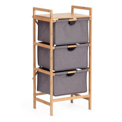 China Custom Made Eco-friendly Bamboo Hamper Detachable Laundry Storage Storage Bamboo Shelf With Three Cloth Drawers Bamboo Laundry Hamper for sale