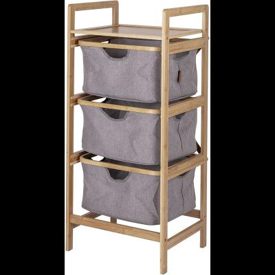 China 3 Tier Storage Basket Eco-Friendly Custom Bamboo Section Rolling Cart 2 Shelf Drawers & 4 Wheel Home Furniture Unit Cloth for sale