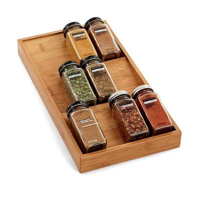 China Bamboo Seasoning Rack Storage Tray Kitchen Supplies Drawer Organizer 3-Tier Drawer Style Handmade Spice Rack Eco-Friendly for sale