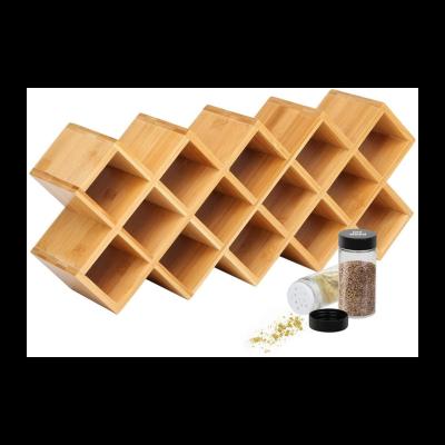 China LONGYAN WANGHONG Eco-friendly Custom Bamboo Honeycomb Spice Rack Drawer Organizer Herbs And Spice Storage For Kitchen for sale