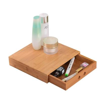 China Eco-friendly Multi-layer Desktop Bamboo Shelf Creative Household Storage Skin Care Products Shelf Cosmetic Storage Box Bamboo Cosmetic Box for sale