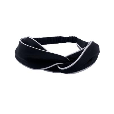 China Sporty Wide Headbands Black Hair Stretch Bands Knotted Headwear Yoga Headband Silk Sports Headbands for sale