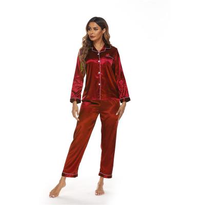 China XUYA Breathable Low Price Solid Color Long Sleeved Comfortable Loungewear Pajamas Two Piece Set For Women for sale