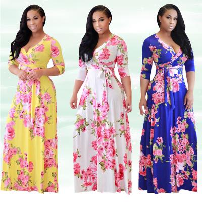 China XUYA Viable Autumn Ladies Plus Size Dresses Casual Dress Women Plus Size Maxi Dresses Floral for sale